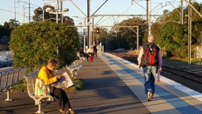 Post peak passengers arrive for their city bound train
